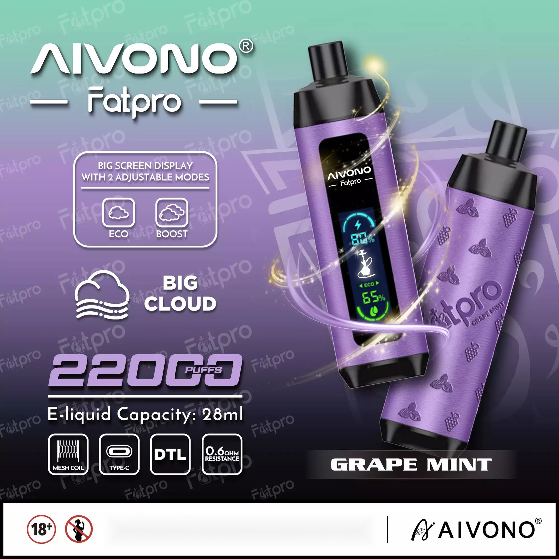 AIVONO vape Fatpro 22000 Puffs 22k Disposable Vape 8_AIVONO-Fatpro-22000