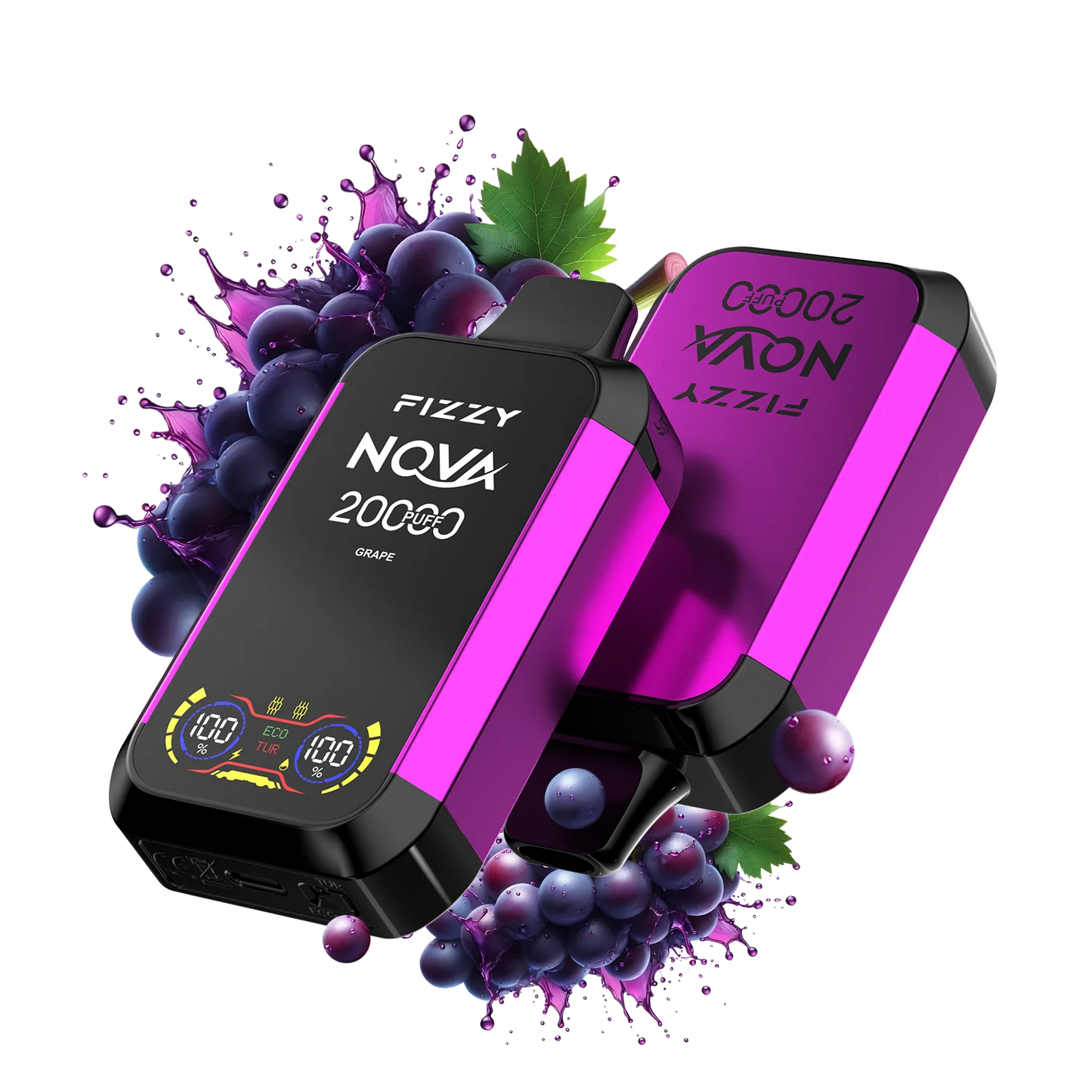 Fizzy Nova 20000 Puffs Disposable Vape 12 flavors  GRAPE_png