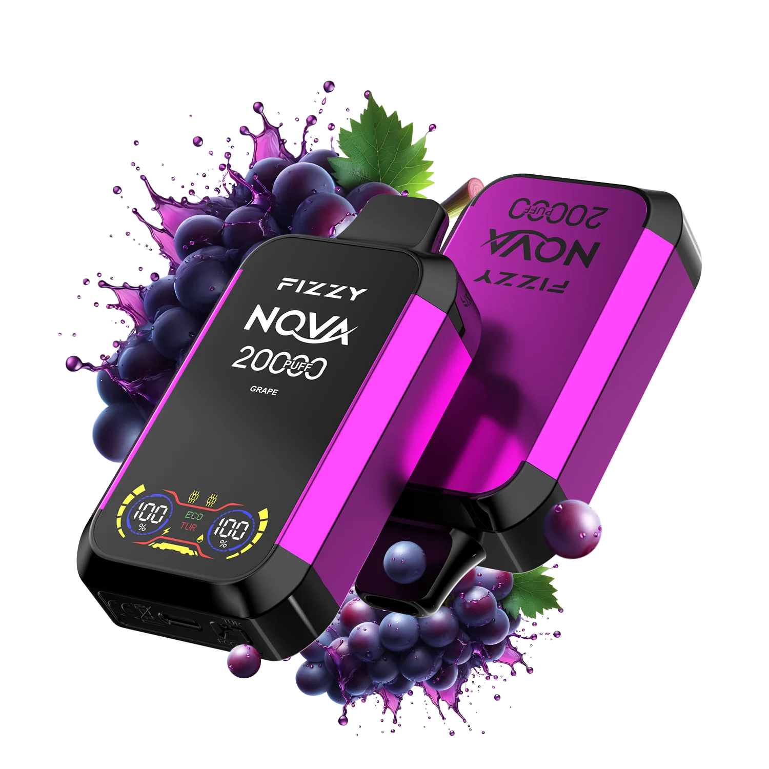 Fizzy Nova 20000 Puffs Disposable Vape 12 flavors  GRAPE_png