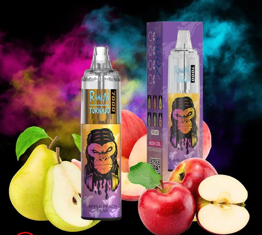 RandM Tornado 7000 Puffs Disposable Vape—Apple peach pear🍎 RandM Tornado Vapes