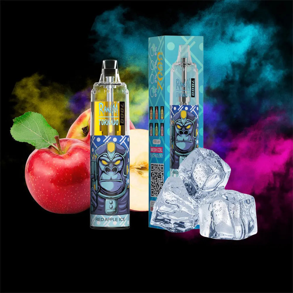 RandM Tornado 7000 Puffs Disposable Vape—RED APPLE ICE🍎🧊 RandM Tornado Vapes