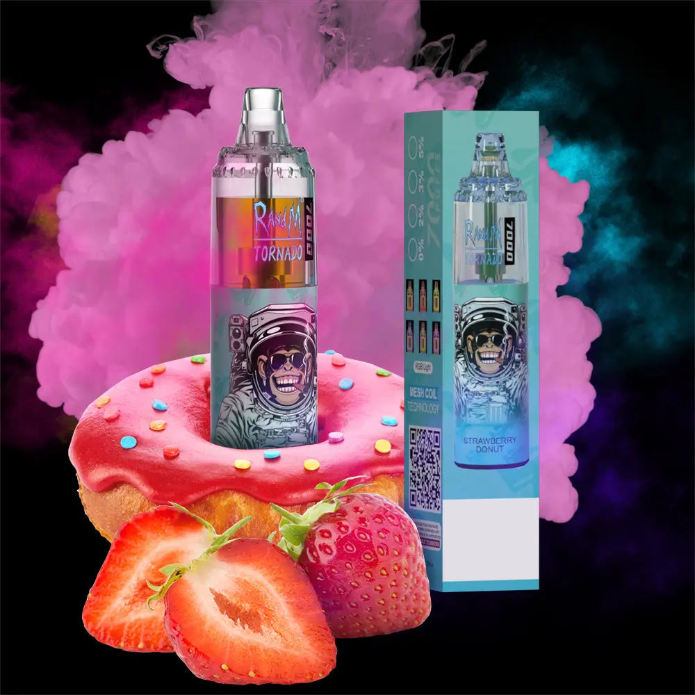 RandM Tornado 7000 Puffs Disposable Vape—STRAWBERRY DONUT🍓🍩 RandM Tornado Vapes