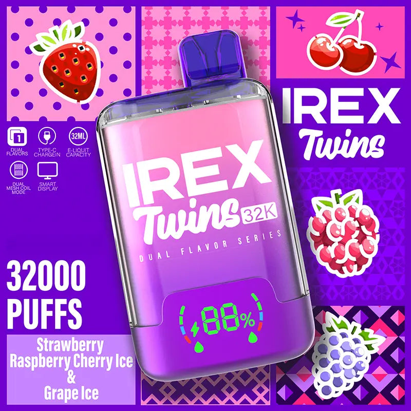 Strawberry-kiwiGrap IREX Twins 32k puffs Disposable Vape